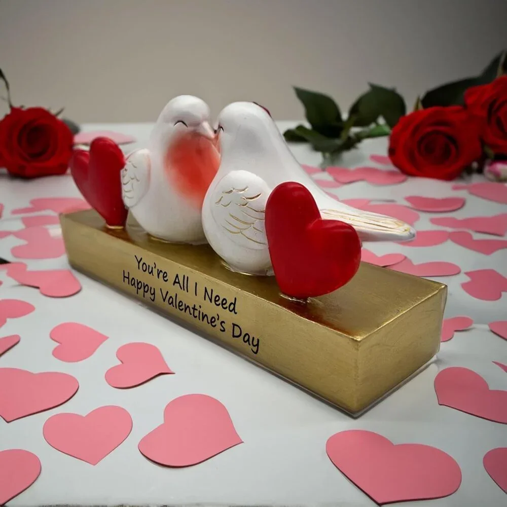 Love Birds Figurine Resin Art Decorative Statue for Home Décor Valentine's Day